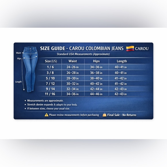 CAROU CR1002 Colombian Jeans | High Waist Push Up Skinny | Stretch - Picture 10 of 10